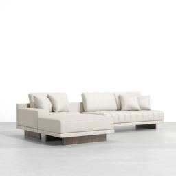 Modular Leather Sectional Sofa Set with Concrete Coffee Table - thumbnail 5