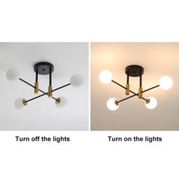 Modern White Glass 4-Light Semi-Flush Mount Chandelier - thumbnail 3