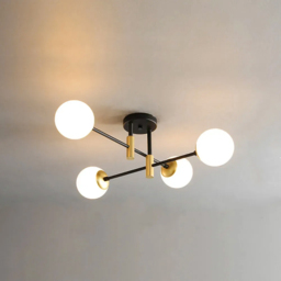 Modern White Glass 4-Light Semi-Flush Mount Chandelier - thumbnail 2