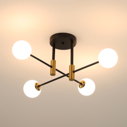 Modern White Glass 4-Light Semi-Flush Mount Chandelier - thumbnail 6