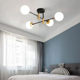 Modern White Glass 4-Light Semi-Flush Mount Chandelier - thumbnail 1