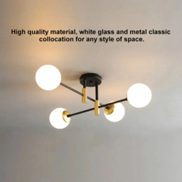 Modern White Glass 4-Light Semi-Flush Mount Chandelier - thumbnail 4