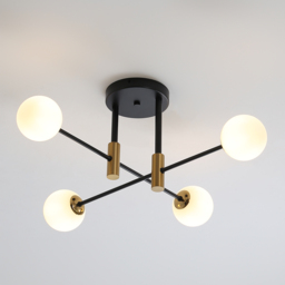 Modern White Glass 4-Light Semi-Flush Mount Chandelier - thumbnail 5