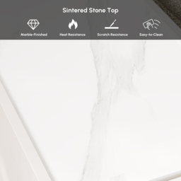 Sintered Stone Top Narrow Smart Side Table with Storage Modern White & Natural End Table with USB Charging - thumbnail 6