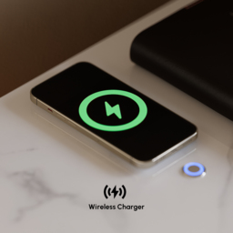 Modern White Leather Smart LED Bedside Table with Wireless Charger 2 Drawers Bedside Table with USB & Type-C Ports - thumbnail 8