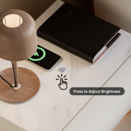 Modern White Leather Smart LED Bedside Table with Wireless Charger 2 Drawers Bedside Table with USB & Type-C Ports - thumbnail 5