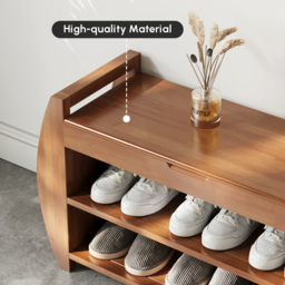 Shoe Storage Entryway Bench Wooden Shoe Rack in Brown - thumbnail 5