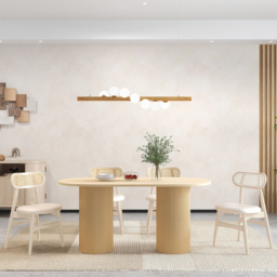 Japandi Bleached Wood Rattan Upholstered Dining Chair Ash Wood Side Chair Faux Leather - thumbnail 7