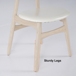Japandi Bleached Wood Rattan Upholstered Dining Chair Ash Wood Side Chair Faux Leather - thumbnail 5