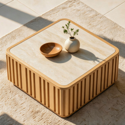 Flutera Fluted Aluminium Outdoor Coffee Table with Sintered Stone Top - thumbnail 3