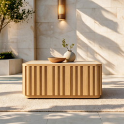 Flutera Fluted Aluminium Outdoor Coffee Table with Sintered Stone Top - thumbnail 2