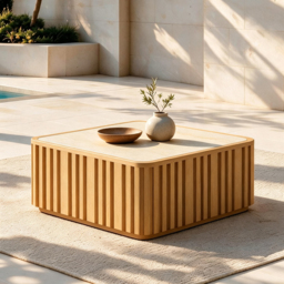 Flutera Fluted Aluminium Outdoor Coffee Table with Sintered Stone Top