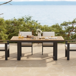 Tevara 7-Piece Rectangular Wood & Aluminium Outdoor Patio Dining Set for 6 People - thumbnail 4
