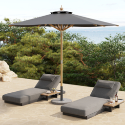 Tevara 300 cm Garden Parasol with Marble Stand Garden Umbrella for Pool / Beach in Gary - thumbnail 5