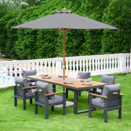 Tevara 300 cm Garden Parasol with Marble Stand Garden Umbrella for Pool / Beach in Gary - thumbnail 6