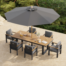 Tevara 300 cm Garden Parasol with Marble Stand Garden Umbrella for Pool / Beach in Gary - thumbnail 4