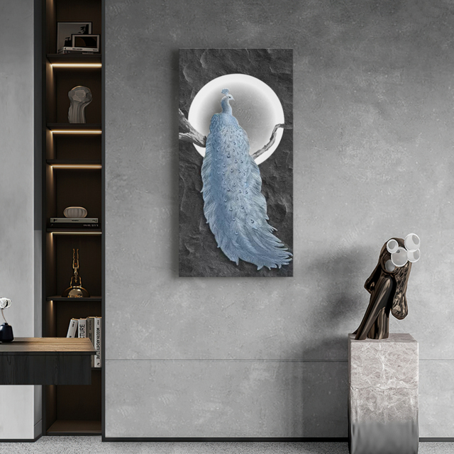 "39.4"" LED Peacock Wall Art Modern Abstract Geometric Decor USB Charging" - image 1