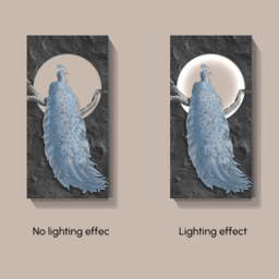 "39.4"" LED Peacock Wall Art Modern Abstract Geometric Decor USB Charging" - thumbnail 8