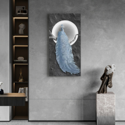 "39.4"" LED Peacock Wall Art Modern Abstract Geometric Decor USB Charging"
