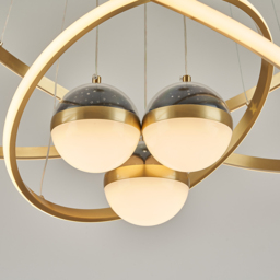 Modern Gold 3-Light LED Chandelier 3 Color Modes Remote Control Starry Reflection Light - thumbnail 7