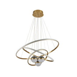 Modern Gold 3-Light LED Chandelier 3 Color Modes Remote Control Starry Reflection Light - thumbnail 9