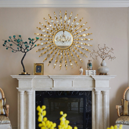 700mm Glam Metal Round Gold Wall Mirror Sun Shine Home Decor for Living Room - thumbnail 7
