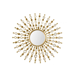 700mm Glam Metal Round Gold Wall Mirror Sun Shine Home Decor for Living Room - thumbnail 8