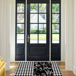 2 Pieces Modern Abstract Houndstooth Black Washable Door Mat Non-slip Entryway Rug Set - thumbnail 7