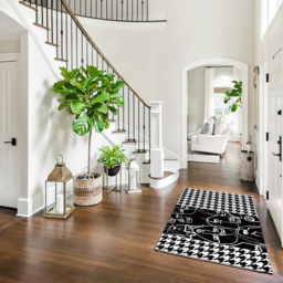 2 Pieces Modern Abstract Houndstooth Black Washable Door Mat Non-slip Entryway Rug Set - thumbnail 5