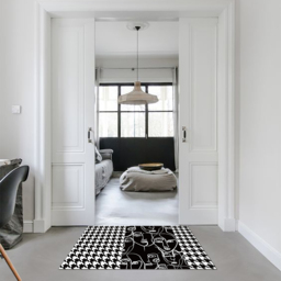 2 Pieces Modern Abstract Houndstooth Black Washable Door Mat Non-slip Entryway Rug Set - thumbnail 6