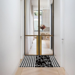 2 Pieces Modern Abstract Houndstooth Black Washable Door Mat Non-slip Entryway Rug Set - thumbnail 4