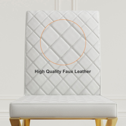 Set of 2 Modern Dining Chairs PU Leather Upholstered White Dining Room Chair with Gold Legs - thumbnail 3