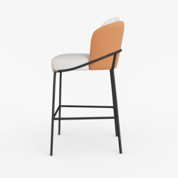 Modern PU Leather Breakfast Bar Stool Orange with Back & Footrest - thumbnail 8