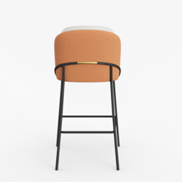 Modern PU Leather Breakfast Bar Stool Orange with Back & Footrest - thumbnail 9