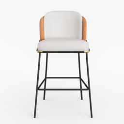 Modern PU Leather Breakfast Bar Stool Orange with Back & Footrest - thumbnail 6