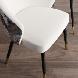 Set of 8 Velvet Dining Chairs Upholstered Modern White Dining Room Chairs with Arm - thumbnail 5