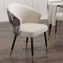 Set of 8 Velvet Dining Chairs Upholstered Modern White Dining Room Chairs with Arm - thumbnail 4