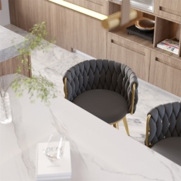 4-Piece Nordic Light Gray Barrel Back Dining Chair Round Accent with Velvet Upholstery - thumbnail 5