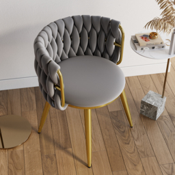 4-Piece Nordic Light Gray Barrel Back Dining Chair Round Accent with Velvet Upholstery - thumbnail 8