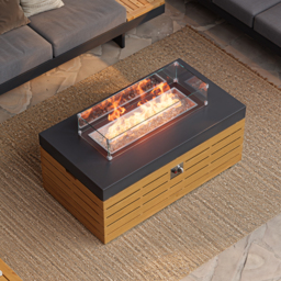 Tevara 120 cm Smokeless Rectangle Metal Propane Outdoor Fire Pit Table with Lid Cover Backyard Patio Furniture - thumbnail 5