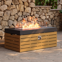 Tevara 120 cm Smokeless Rectangle Metal Propane Outdoor Fire Pit Table with Lid Cover Backyard Patio Furniture - thumbnail 7