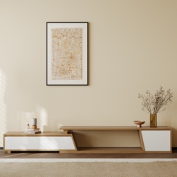 Up to 2800 mm Extendable White & Walnut TV Stand Minimalist Floor Media Console with 3 Drawers