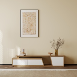 Up to 2800 mm Extendable White & Walnut TV Stand Minimalist Floor Media Console with 3 Drawers - thumbnail 4