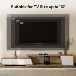 Up to 2800 mm Extendable White & Walnut TV Stand Minimalist Floor Media Console with 3 Drawers - thumbnail 7