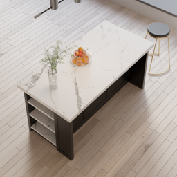 183 cm Kitchen Islands Black Modern with Storage Kitchen Cabinet - thumbnail 2