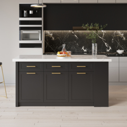 183 cm Kitchen Islands Black Modern with Storage Kitchen Cabinet