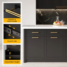 183 cm Kitchen Islands Black Modern with Storage Kitchen Cabinet - thumbnail 8