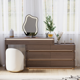 "47"" Smart Makeup Vanity Set Retractable  Dressing Table with Mirror & Lights" - thumbnail 3