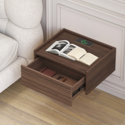 Wooden Floating Bedside Table Modern Bedside Table with Charging Station - thumbnail 5