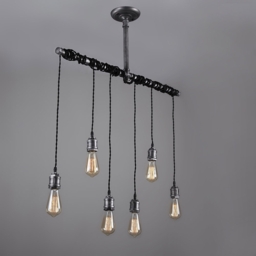 Industrial 6-Light Plumbing Pipe Hanging Pendant Light for Kitchen Island - thumbnail 2